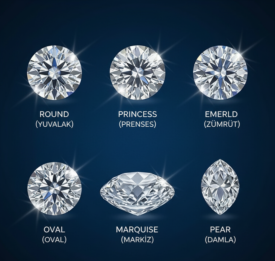 Pırlanta 4C Kuralı tablosu: Karat, Kesim, Renk, Berraklık