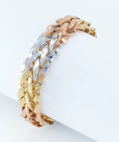 14 Ayar 3 Renk (Rose, Silver, Gold) Altın Bileklik (19.32 gr)